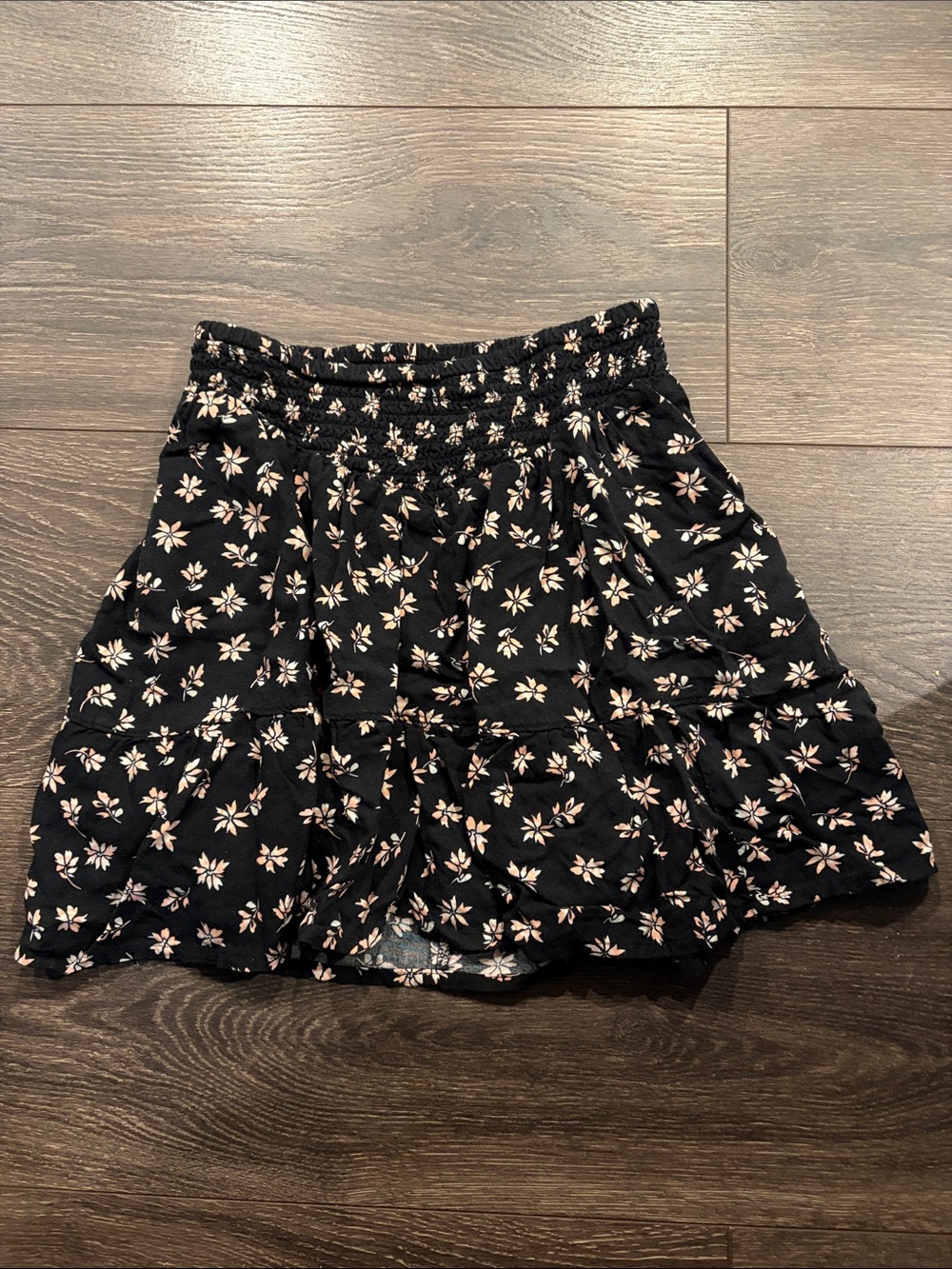 SO Black Mini Skirt with Blush Floral Print